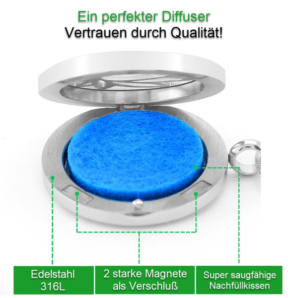 Aromatherapie - OM Symbol Anhänger Edelstahl 30mm - ätherisches Öl Halskette