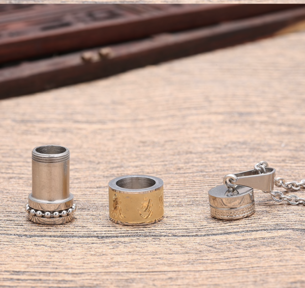Anhänger "Om Mani Padme Hum" Edelstahl Silber&Gold Optik 20x12mm ; Gebetsmühle mit Gebetstexten