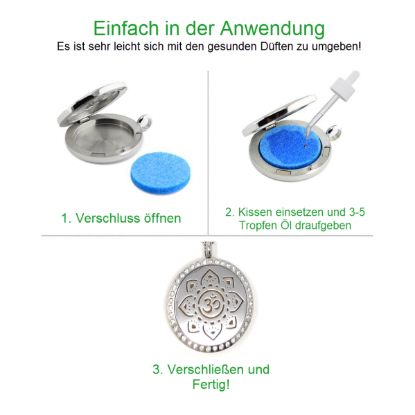 Aromatherapie - OM Symbol Anhänger Edelstahl 30mm - ätherisches Öl Halskette
